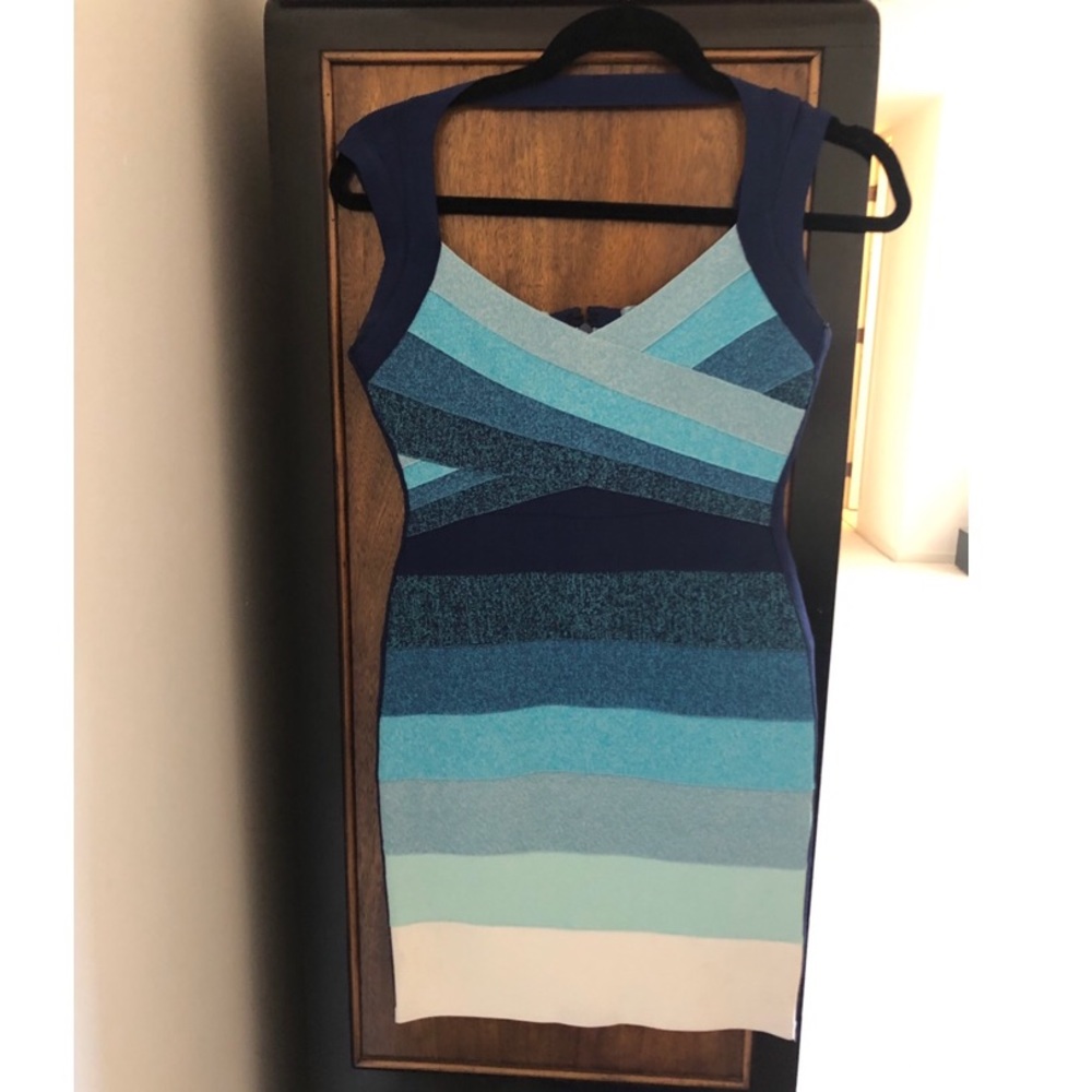 French connection multi-blue bandage dress